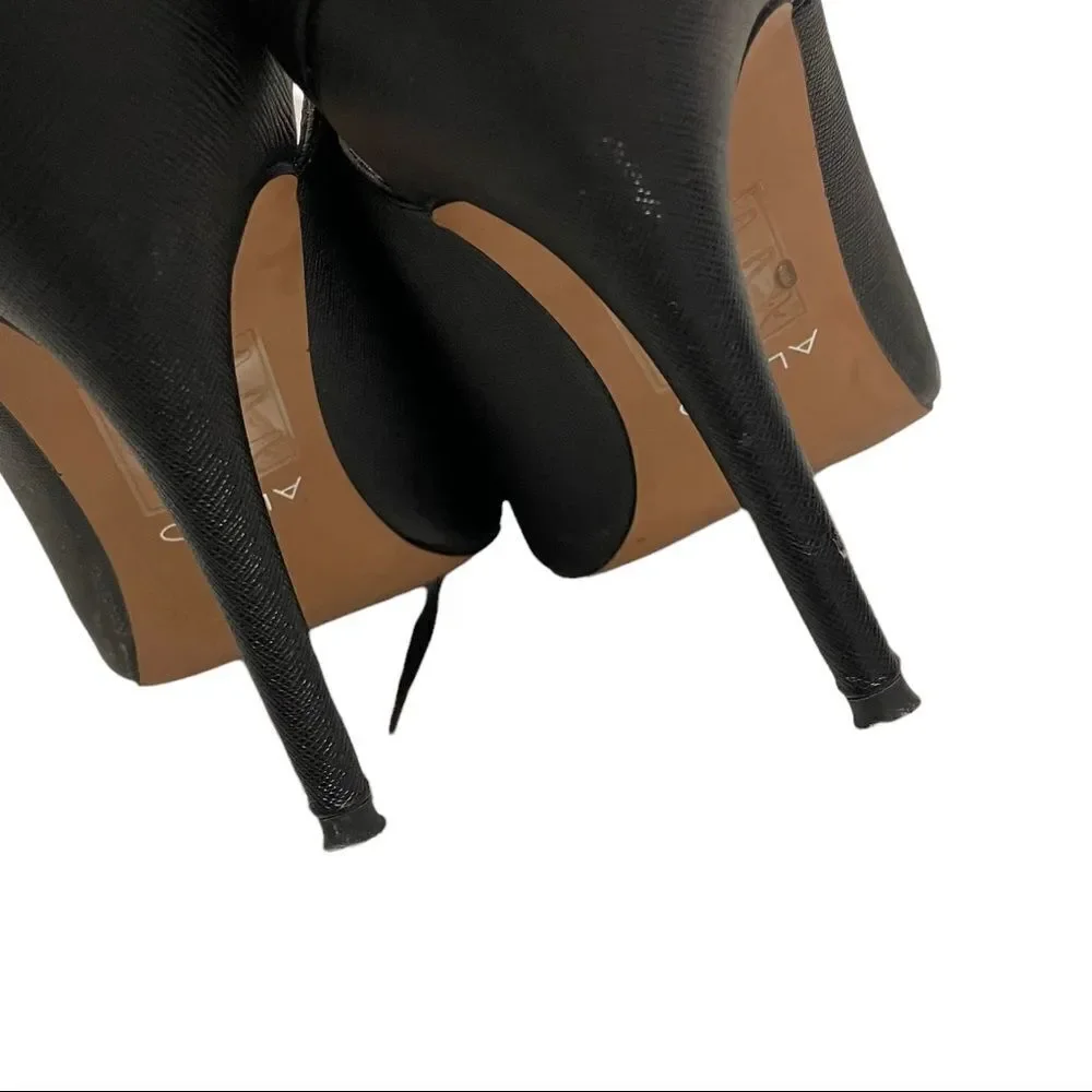 ALDO Black Leather Pointy Toe Slingback Pumps High Heels 9
